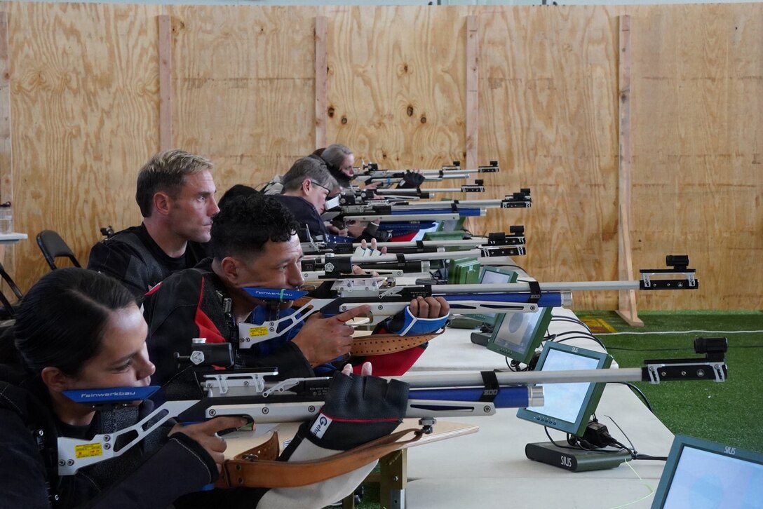 U.S. service members qualify in air rifle March 2, 2026, during the 2026 Torch Army Trials at Fort Bliss, Texas.