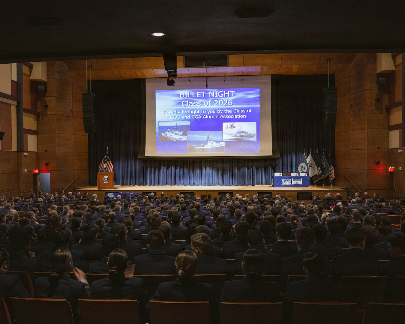The cadets of class 2026 receive their first assignments on Billet Night at the U.S. Coast Guard Academy, New London, Connecticut, March 5, 2026 . During the event, each cadet will receive their billet, a specific job assignment at a Coast Guard unit. This is a highly anticipated event for the graduating class, as it marks the first step towards a career of service to the country.