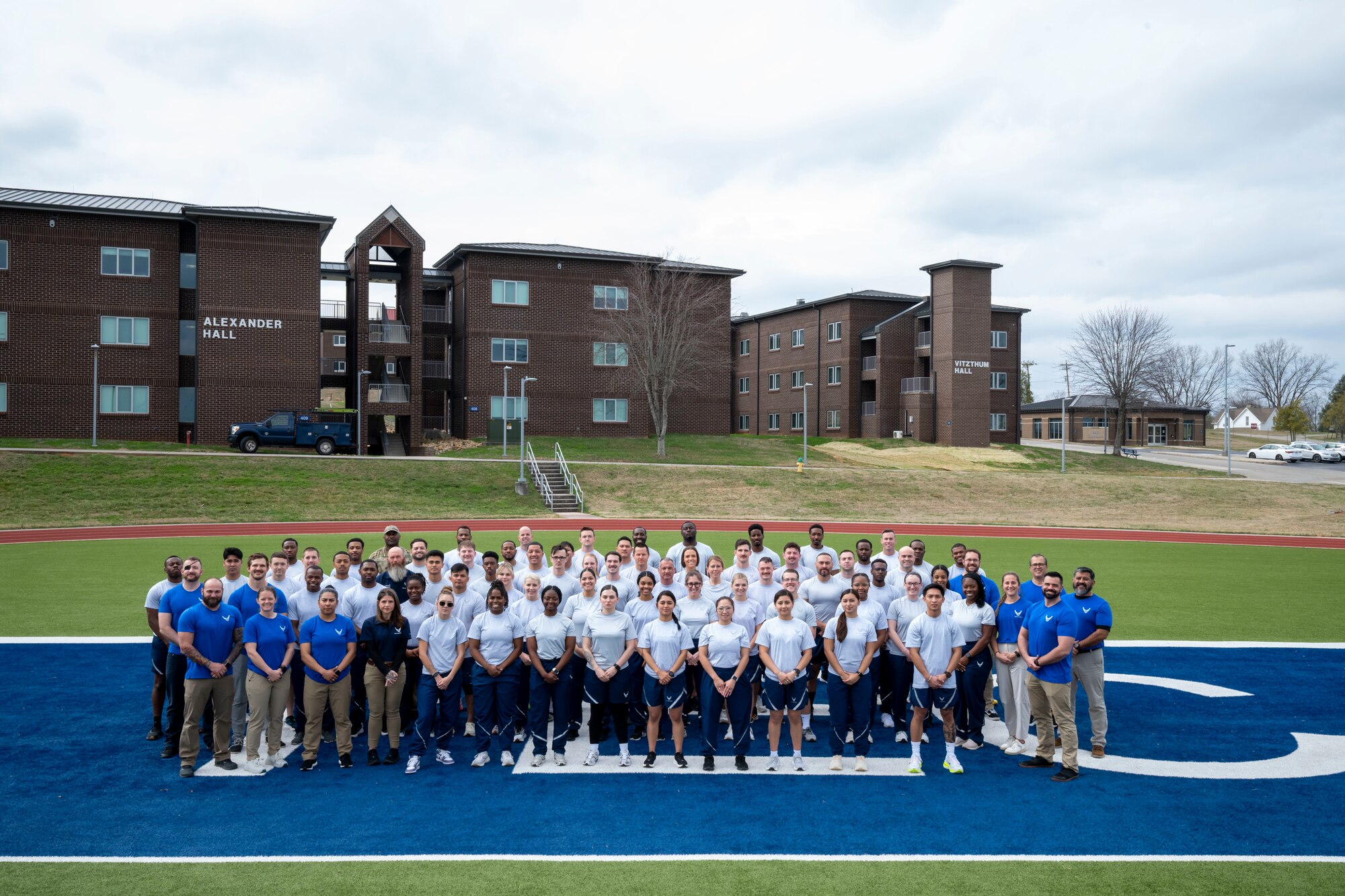 U.S. Air Force Airmen and civilians pose for a group photo while attending the Master Fitness Leader course, February 25, 2026, at McGhee Tyson Air National Guard Base, Tennessee. The I.G. Brown Training and Education Center hosted the inaugural Master Fitness Leader course, bringing together Total Force Airmen and civilians for the first offering of the new training program.