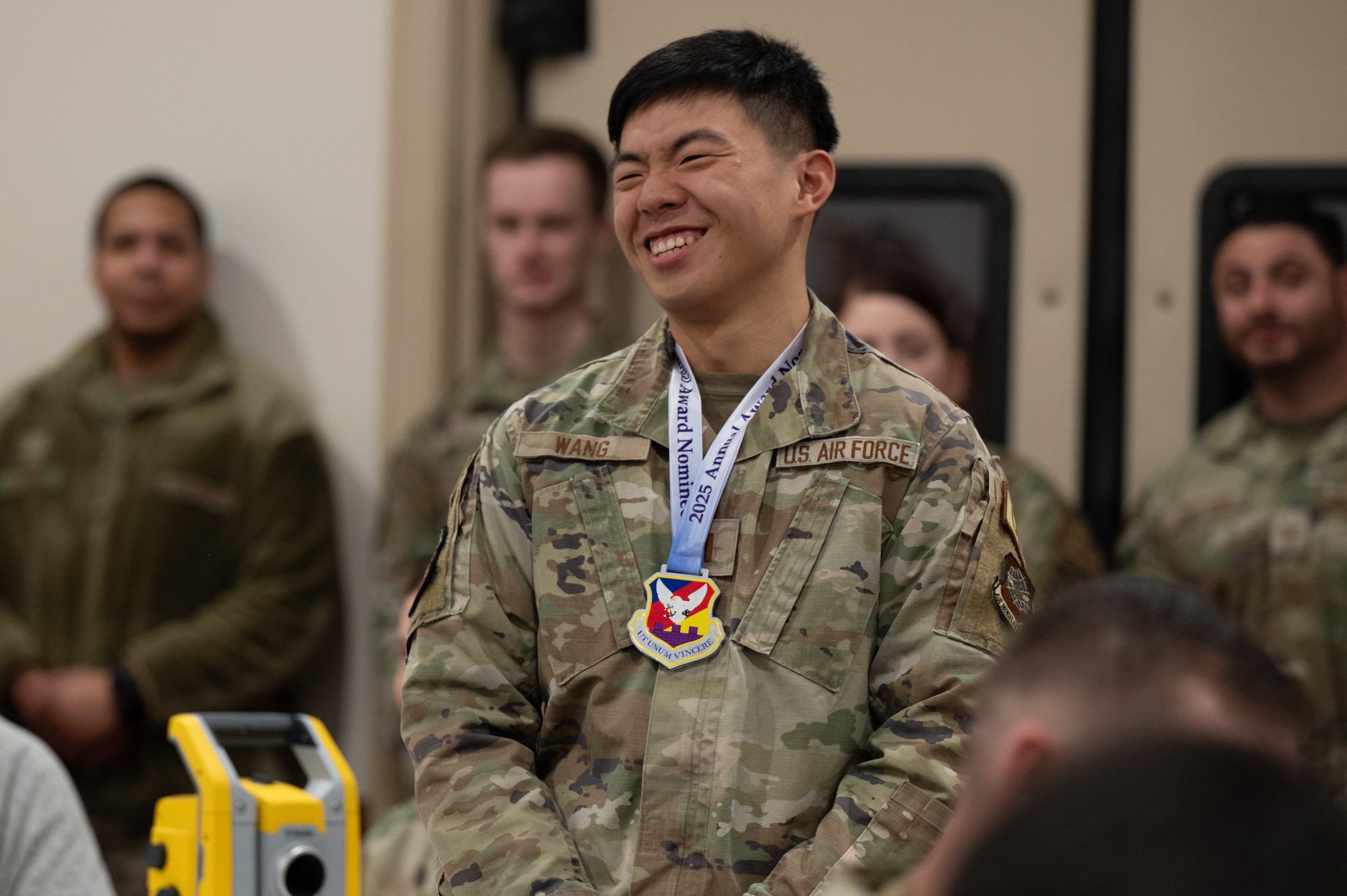 U.S. Air Force 2nd Lt. Galileo Wang, 787th Civil Engineer Squadron project manager, is recognized at the 87th Air Base Wing annual awards ceremony on Joint Base McGuire-Dix-Lakehurst, N.J., Feb. 26, 2026.
