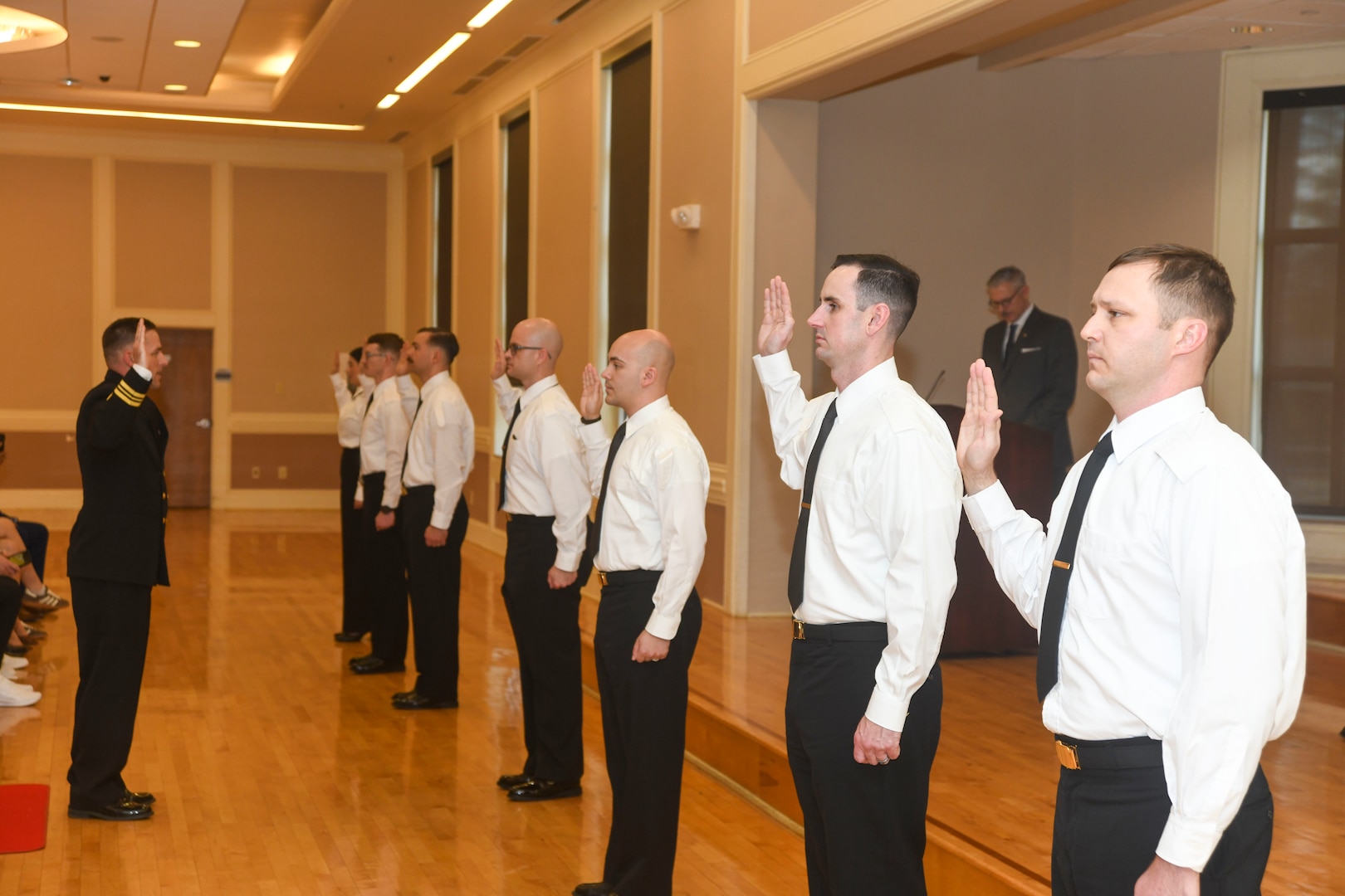 260306-N-FB730-1036 CAMP LEJEUNE. (March 6, 2026) The Interservice Physicians Assistants Program (IPAP) graduates swear the Naval officers oath during the IPAP graduation at Marston Pavilion on March 6, 2026.  Naval Medical Center Camp Lejeune serves as a Phase II site for Navy Medicine’s Interservice Physician Assistant Program. The program has graduated and commissioned more than 35 Navy officers since the program’s establishment in 2021. (U.S. Navy photo by Mass Communications Specialist second class Justin Woods)