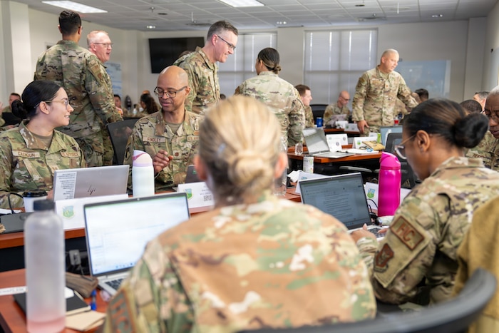 Students attending a course at the Air Force Chaplain Corps College at Air University participate in a small-group discussion at Maxwell Air Force Base, Alabama