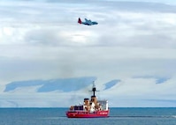 Joint Task Force–Support Forces Antarctica supports Operation Deep Freeze, the U.S. military’s logistical support to the U.S. AnAn LC-130H Hercules assigned to the 109th Airlift Wing, New York Air National Guard, flies over the U.S. Coast Guard Cutter Polar Star at McMurdo Station, Antarctica, Feb. 3, 2026.