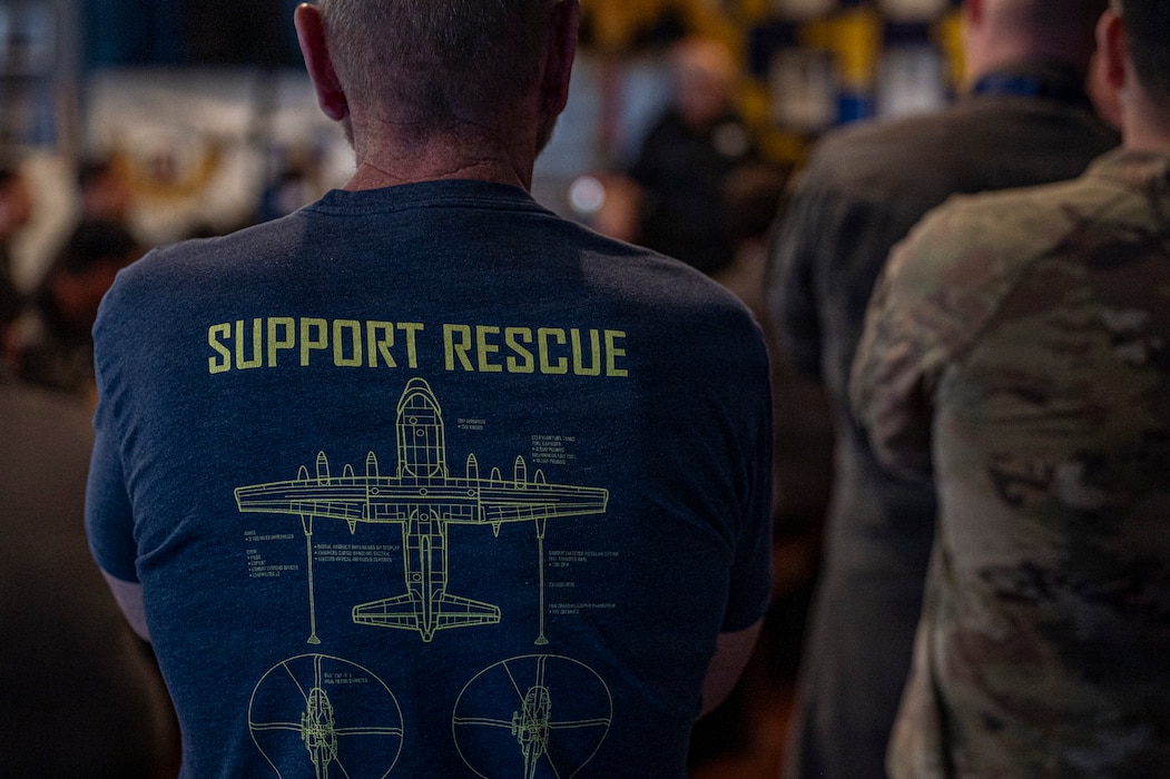 U.S. Air Force Airmen and civilians assigned to the 71st Rescue Squadron listen to retired Col. Steve Colby during Saluting Our Aviation Roots (SOAR) Week at Moody Air Force Base, Georgia, Feb. 27, 2026. Colby shared firsthand stories of leadership and resilience, reflecting on the squadron’s history and growth over time. (U.S. Air Force photo by Senior Airman Leonid Soubbotine)