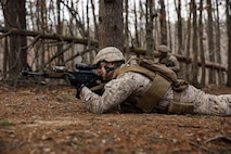 U.S. Marine Corps 2nd Lt. Daniel Lafar, a student with Company F, The Basic School, participates in a platoon attack at Marine Corps Base Quantico, Virginia, Feb. 25, 2026. The purpose of the simulated platoon attacks was to introduce Marines to the fundamentals of Military Operations on Urban Terrain training, evaluate their leadership in high-stress environments, and develop them into confident, provisional rifle platoon commanders. (U.S. Marine Corps photo by Cpl. Joshua Barker)