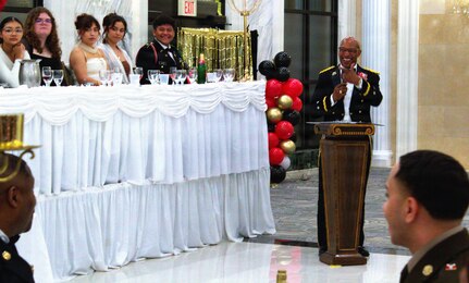 Maj Gen Rodney Boyd, The Adjutant General of Illinois and Commander of the Illinois National Guard, shares his wisdom with the guests at Hubbard High School's 47th JROTC Military Ball.