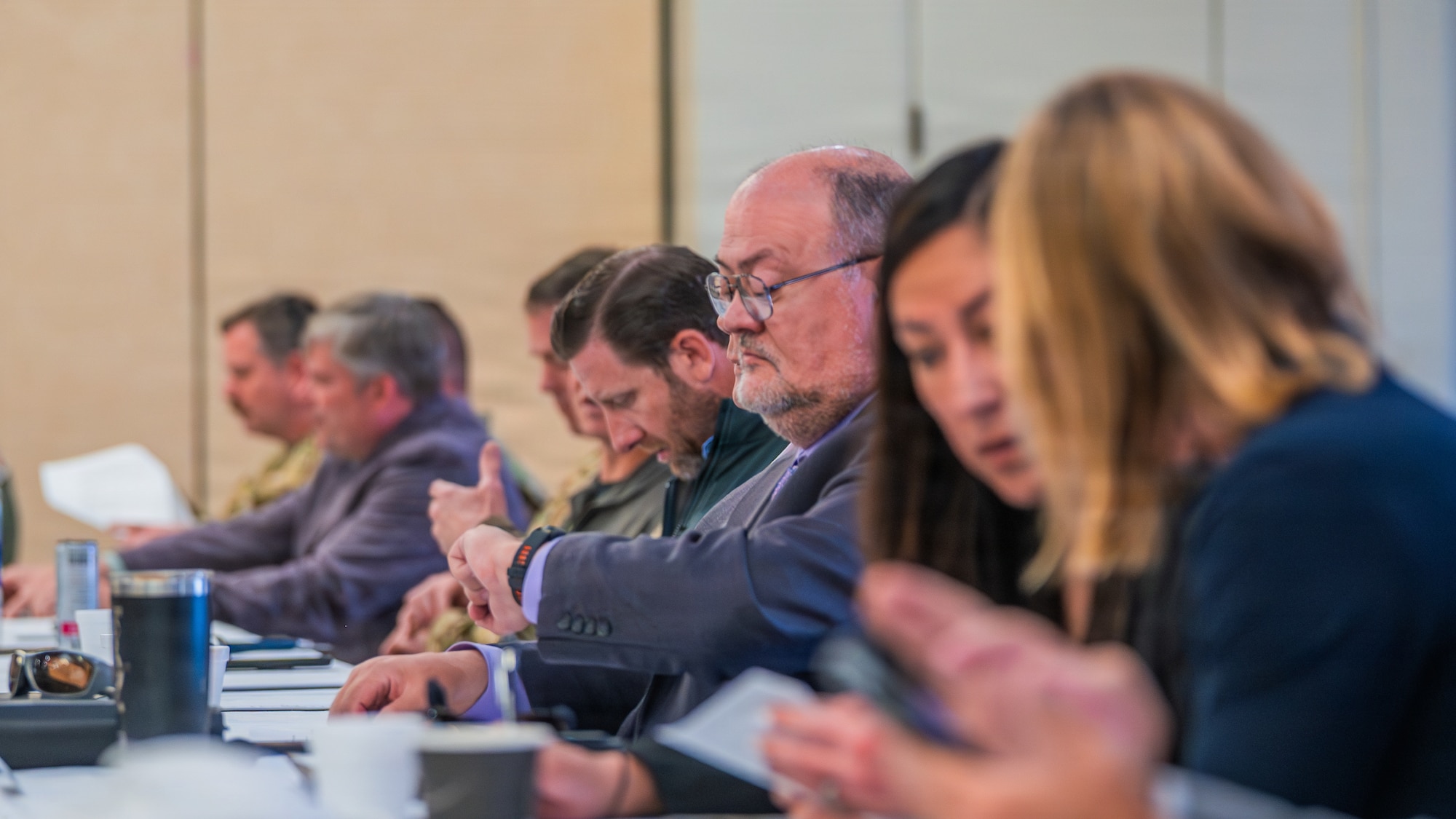 Attendees prepare to participate in an annual Arizona Commanders Summit, March 6, 2026, at Luke Air Force Base, Arizona