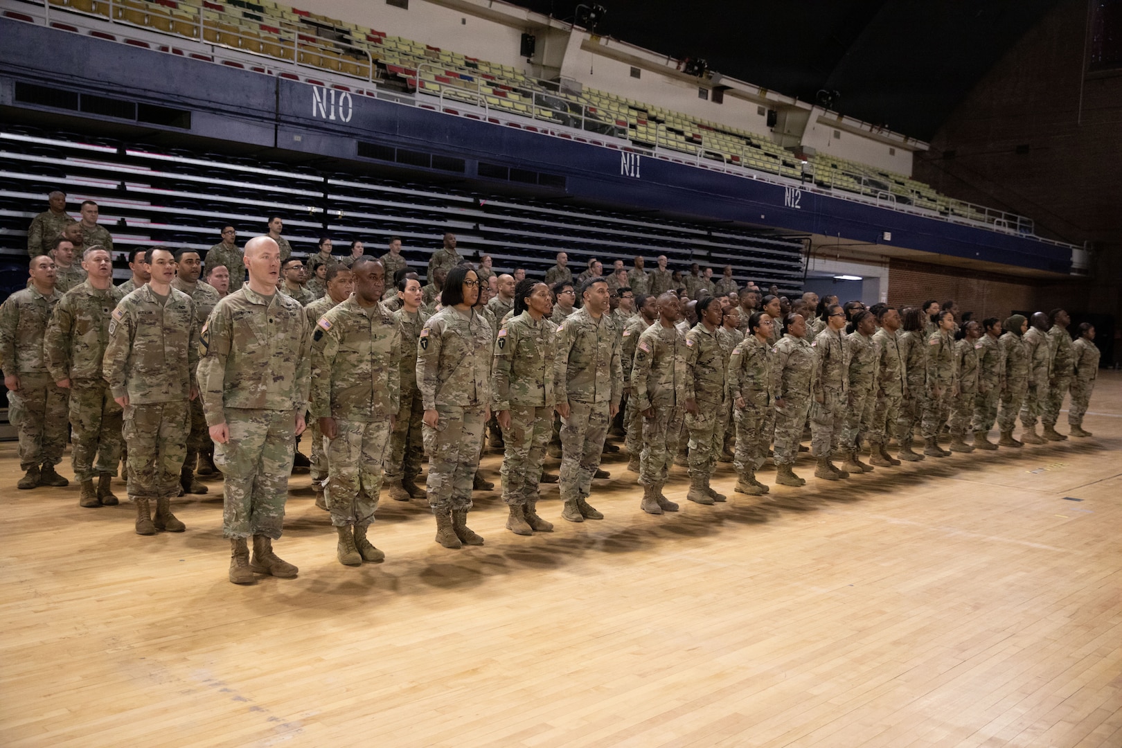 U.S. Army Soldiers stand in formation during the 260th Special Purpose Brigade activation ceremony at the D.C. Armory in Washington, D.C., on March 7, 2026. About 2,500 National Guard members are supporting the mission, providing critical assistance to the Metropolitan Police Department to help ensure the safety of residents, commuters and visitors throughout the District.