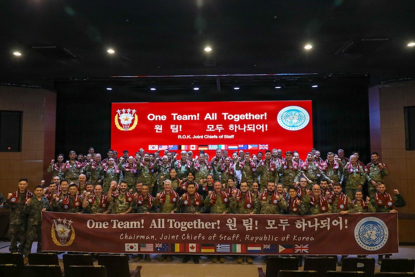 The multinational augmentees participated in an orientation designed to provide crucial context for the mission. The orientation included a visit to the Joint Security Area (JSA) at Panmunjom, the only portion of the Demilitarized Zone (DMZ) where North and South Korean forces stand face-to-face.