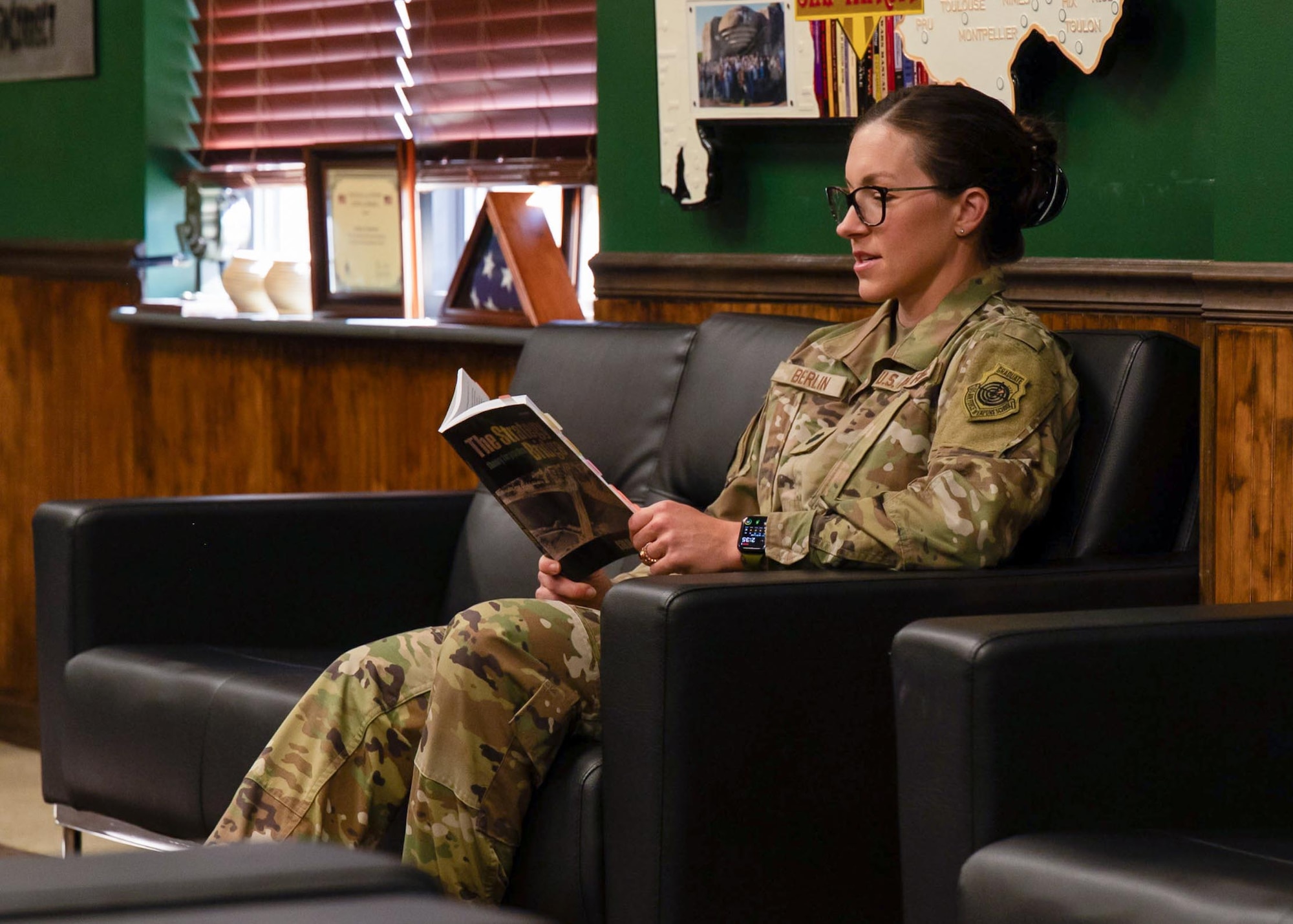 U.S. Air Force Lt. Col. Cameron Berlin, School of Advance Air and Space Studies student, studies at Maxwell Air Force Base, Alabama, March 2, 2026.