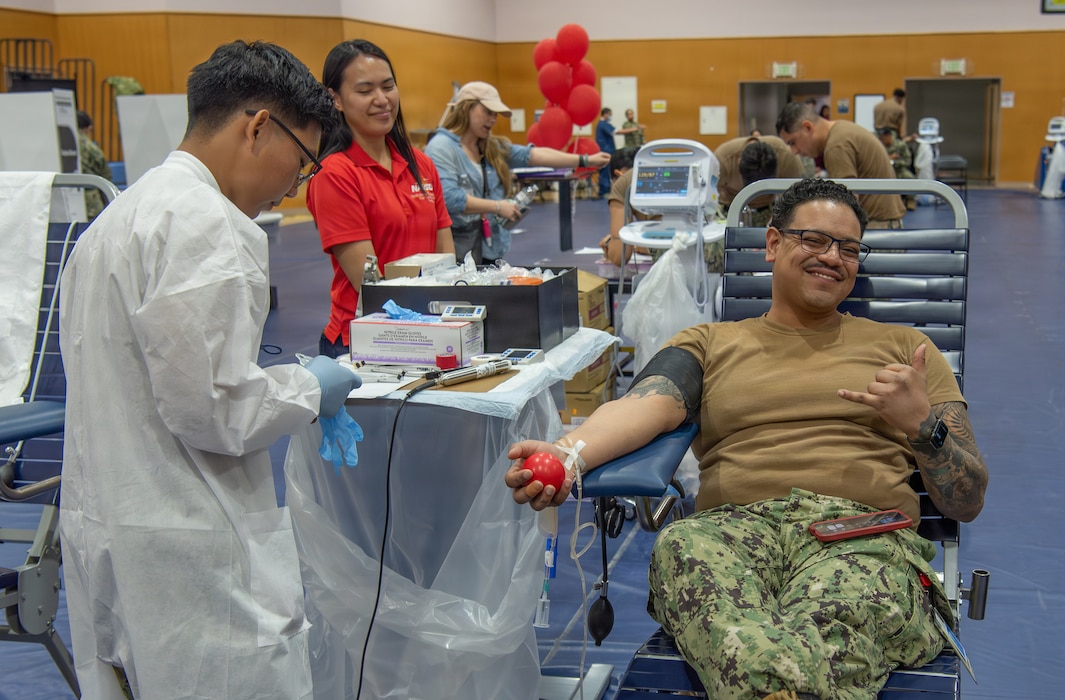 YOKOSUKA, Japan (February 25, 2026) – Service members, civilians, and family members participate in a military blood drive at the Commander, Fleet Activities Yokosuka Fleet Recreation Center Gym, February 25–26, 2026. Hosted by U.S. Naval Hospital Yokosuka in coordination with the Armed Services Blood Bank Center Okinawa, the drive supports blood sustainment efforts for service members and families in need throughout the region. The event reflects the installation community’s continued commitment to strengthening readiness and supporting one another. (U.S. Navy photo by Sheryl Sullivan)
