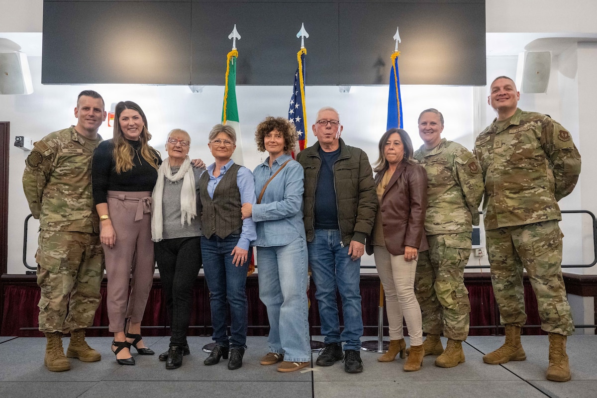 People pose for a group photo.