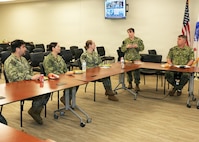 JOINT BASE SAN ANTONIO-FORT SAM HOUSTON – (March 4, 2026) – U.S. Navy Capt. Kris Hodapp, deputy Corps Chief, Medical Service Corps (MSC) gave a State of the MSC brief to MSC officers assigned to Naval Medical Research Unit (NAMRU) San Antonio at the Tri-Service Research Laboratory (TSRL). With an emphasis on Navy Medicine’s North Star and Lines of Effort, the briefing focused on career progression, community values, manpower, promotion trends, and maintaining accuracy of military records. Prior to the briefing, they met with NAMRU San Antonio leadership, toured the command’s research laboratories and conducted independent record reviews with each MSC officer. The MSC mission is to provide specialized healthcare, administrative, and scientific support to Naval forces, maximizing operational readiness and optimizing the "human weapon system". Comprised of professionals in clinical, scientific, and administrative fields, the MSC supports Navy Medicine’s mission to deliver manned, trained, and equipped medical units to the Fleet, Fleet Marine Force, and Joint Forces. NAMRU San Antonio, part of Navy Medicine Research & Development, conducts gap-driven combat casualty care, craniofacial, and directed energy research in support of Navy, Marine Corps and joint U.S. warfighter health readiness and lethality while engaged in routine and expeditionary operations. (Navy Photos by Burrell Parmer, NAMRU San Antonio Public Affairs/Released)