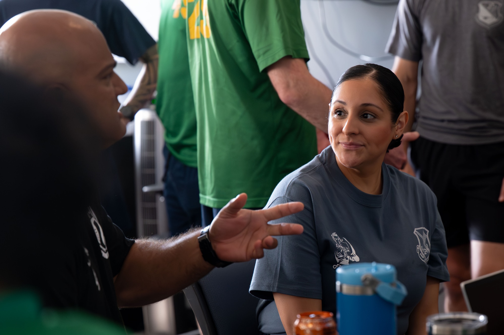U.S. Air Force Master Sgt. Monica Braden, Senior Noncommissioned Officer Academy student, participates in a joint immersive-learning exercise at Maxwell Air Force Base, Alabama, March 5, 2026. The Senior Noncommissioned Officer Academy and Squadron Officer School merged for a day of collaboration to strengthen leadership ties and operational integration between senior enlisted and officer corps. (U.S. Air Force photo by Airman 1st Class Nelvis Sera)