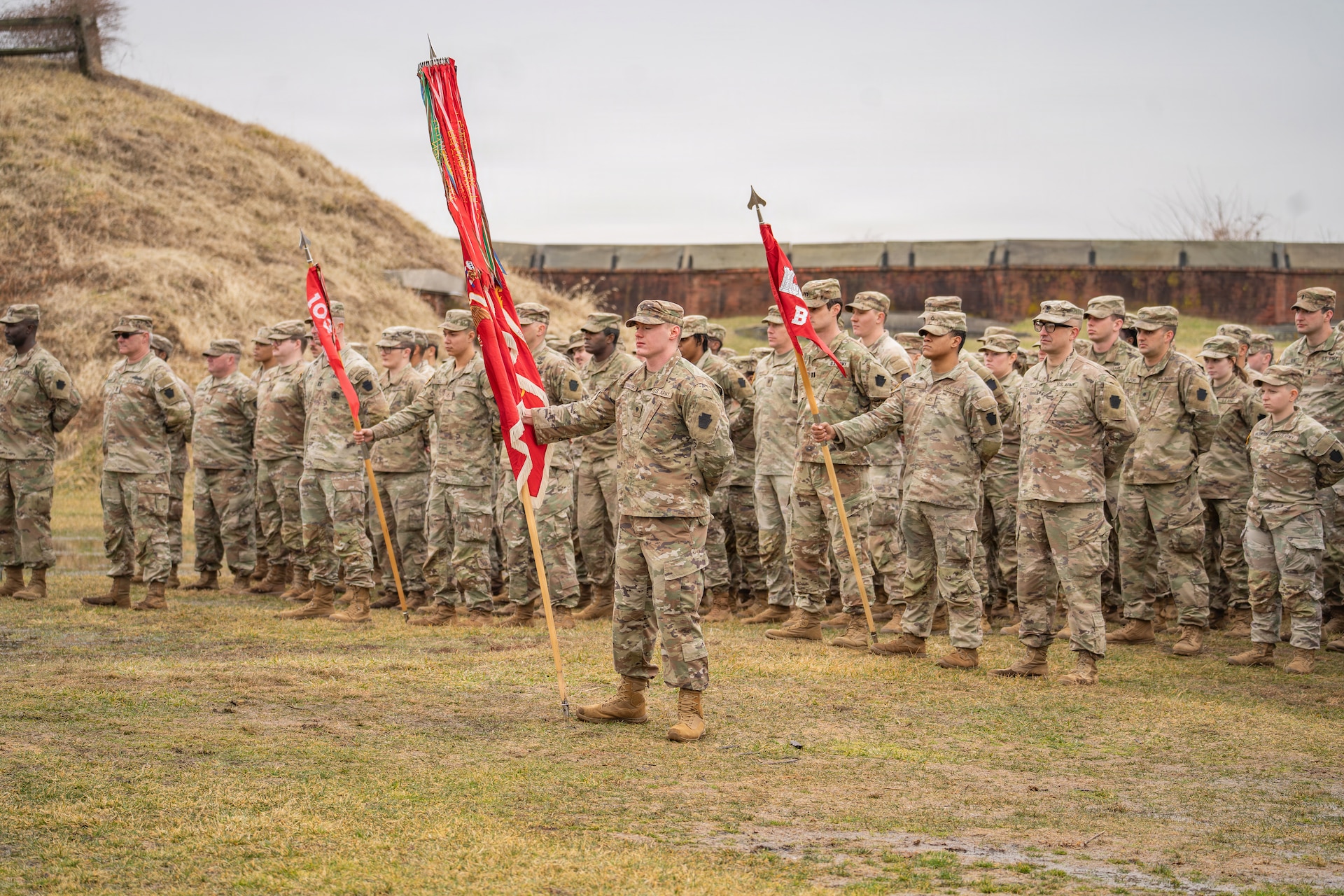 The 103rd Brigade Engineer Battalion, part of the 56th Stryker Brigade Combat Team, was inactivated during a ceremony March 6, 2026, in Philadelphia. The battalion is being inactivated as part of the 56th SBCT’s conversion to a mobile brigade combat team. (U.S. Army National Guard photo by Sgt. Tristan Murry)