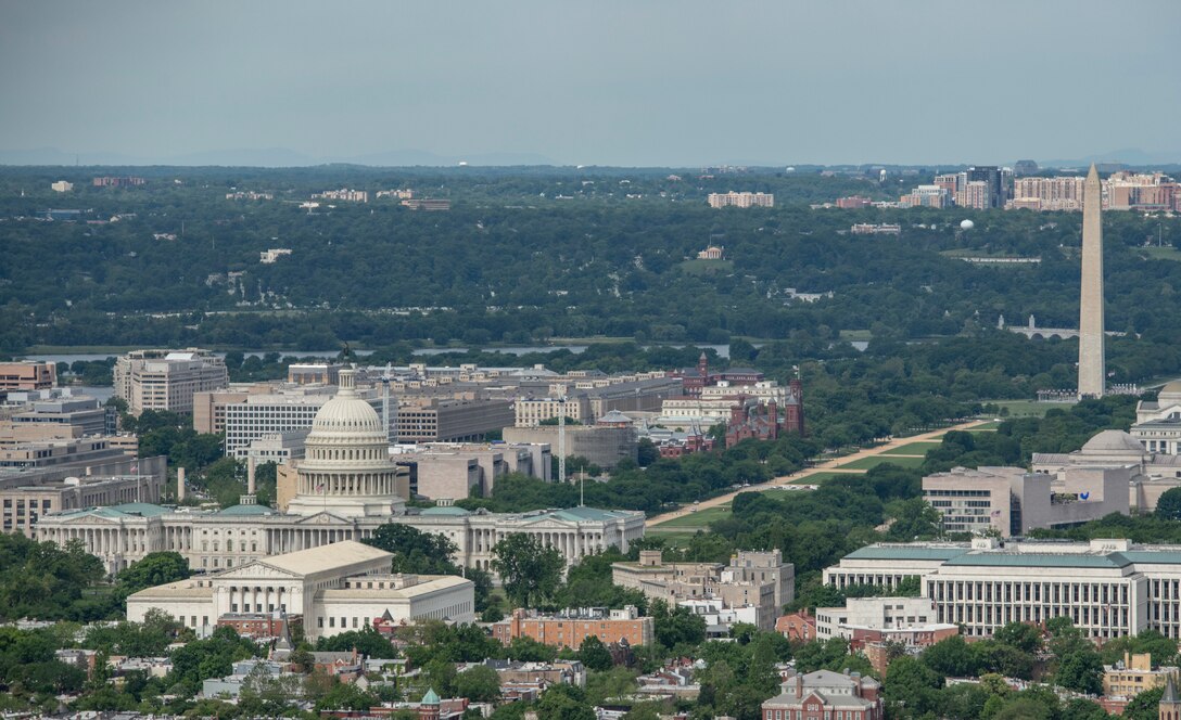 Aerial view of Washington monument