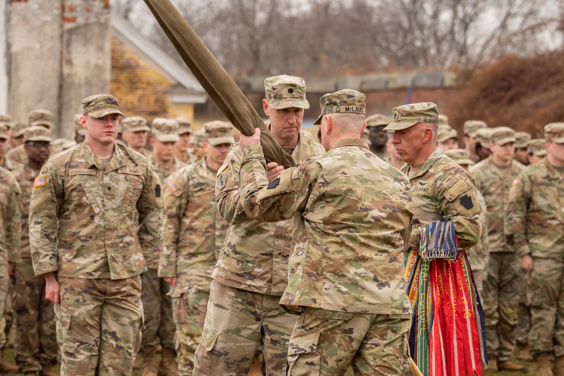 The 103rd Brigade Engineer Battalion, part of the 56th Stryker Brigade Combat Team, was inactivated during a ceremony March 6, 2026, in Philadelphia. The battalion is being inactivated as part of the 56th SBCT’s conversion to a mobile brigade combat team. (U.S. Army National Guard photo by Sgt. Tristan Murry)