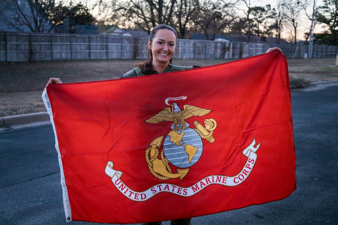 Kaitlyn Imhof, a poolee with Recruiting Substation Tulsa North, Recruiting Station Oklahoma City, poses for a photo in Tulsa, Oklahoma, Dec. 10, 2025. Imhof, a reserve sheriff deputy with Rogers County Sheriff’s Office, Claremore, Oklahoma, plans to serve in the U.S. Marine Corps Reserve while continuing her civilian professions. (U.S. Marine Corps photo by Staff Sgt. Lennon Dregoiw)