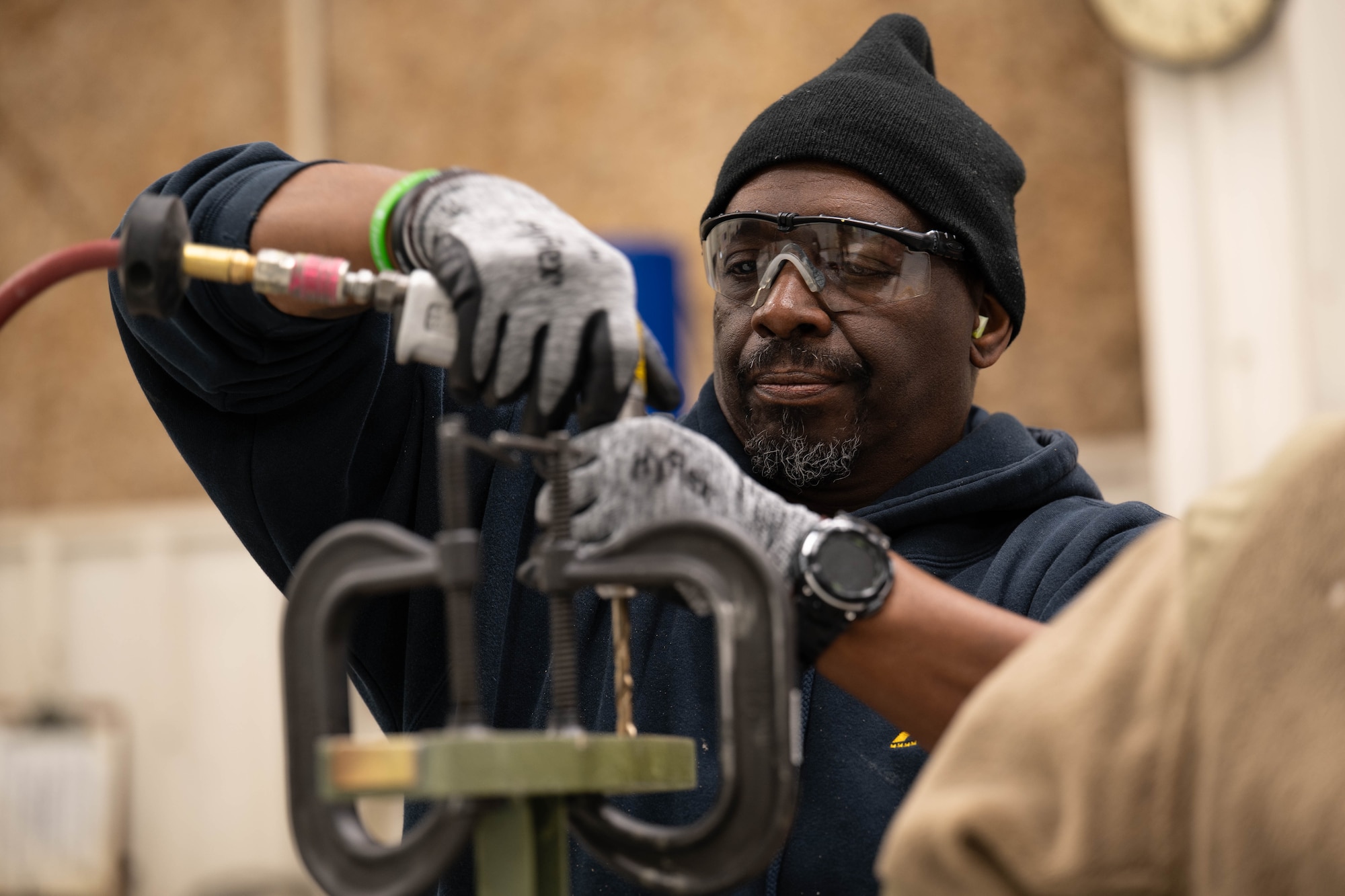 Corrosion control specialists restore protective coatings on aircraft components, helping extend the lifespan of parts supporting Dover’s C-5M Super Galaxy and C-17 Globemaster III aircraft.