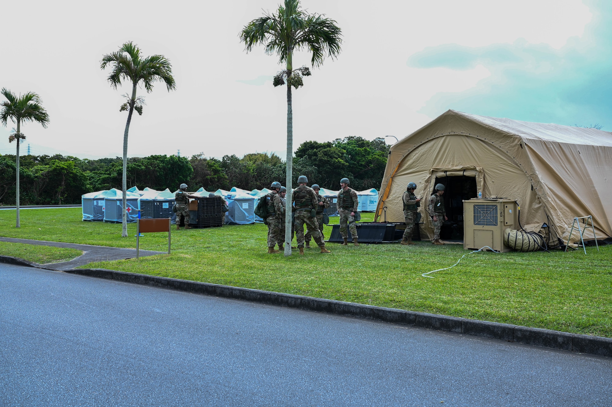 U.S. Air Force 18th Medical Group Airmen prepare for a visit from 18th Wing leadership during an USAF-led operational readiness exercise, Beverley Midnight 2026, at Kadena Air Base, Japan, March 10, 2026.