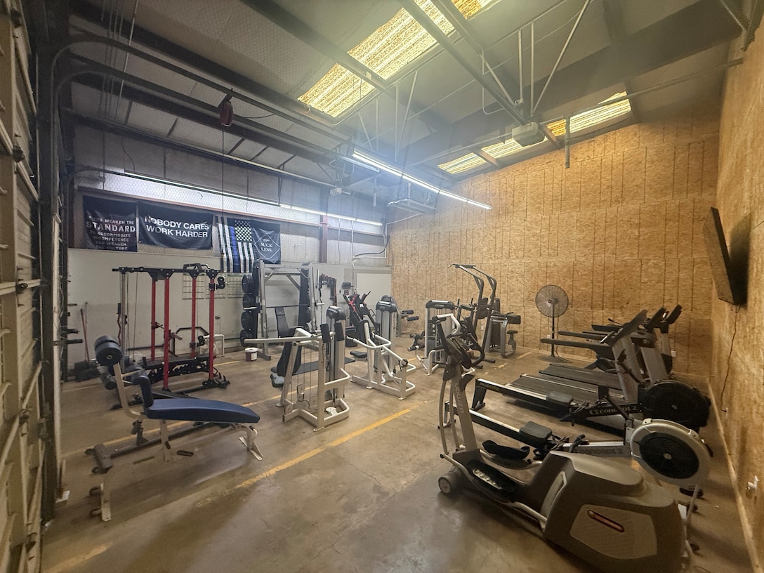 Photo of a gym built by Arp PD in Arp, TX with equipment obtained through the 1033 Program (LESO).