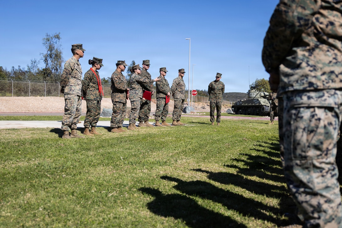 U.S. Marine Corps Sgt. Maj. Carlos A. Ruiz, the 20th Sergeant Major of the Marine Corps, visits Marines and Sailors assigned to 4th Medical Battalion, 4th Marine Logistics Group at the Naval and Marine Corps Reserve Center, San Diego, California, March 7, 2026. Ruiz visited the reserve Marines and Sailors during their drill weekend in order to gain a better understanding of their training. Ruiz also participated as the senior enlisted leader for promotion and award ceremonies. (U.S. Marine Corps photo by Gunnery Sgt. Jordan E. Gilbert)