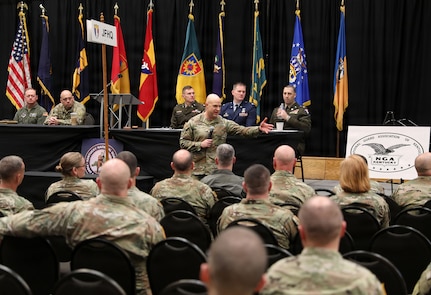 U.S. Army Lt. Gen. Jonathan Stubbs, director of the Army National Guard, shares his leadership philosophy with Kentucky Guardsmen at the 2026 National Guard Association of Kentucky conference at the Sloan Convention Center in Bowling Green, Ky., Feb. 28, 2026.
