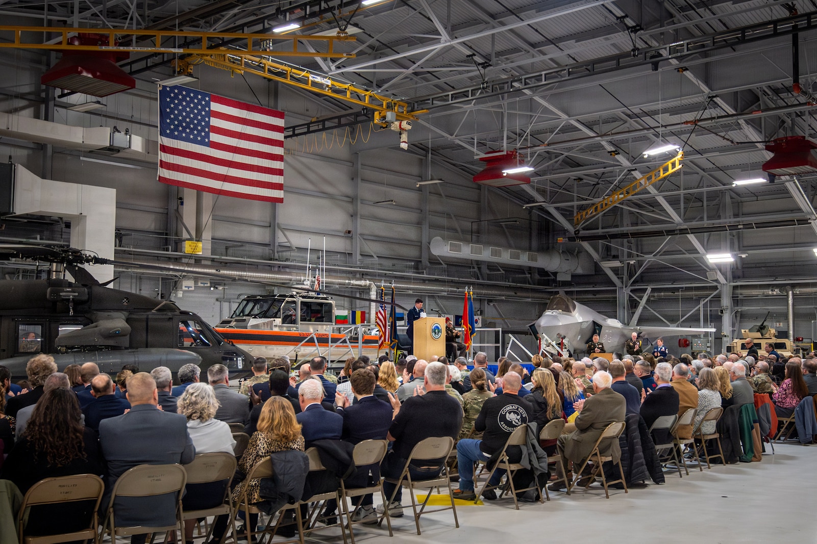 Photo of U.S. Air Force Maj. Gen. Henry Harder Jr., Adjutant General of the Vermont National Guard, giving a speech during the Adjutant General change of command ceremony at the Vermont Air National Guard Base, South Burlington, Vermont, March 7, 2026.