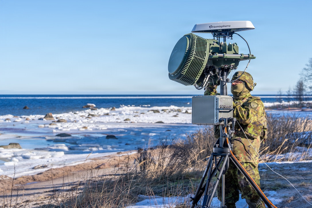 A radar is put into operation by an Estonian soldier