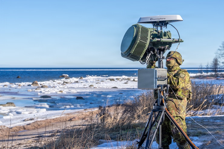 A radar is put into operation by an Estonian soldier