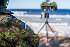 A radar is put into operation by an Estonian soldier during Digital Shield