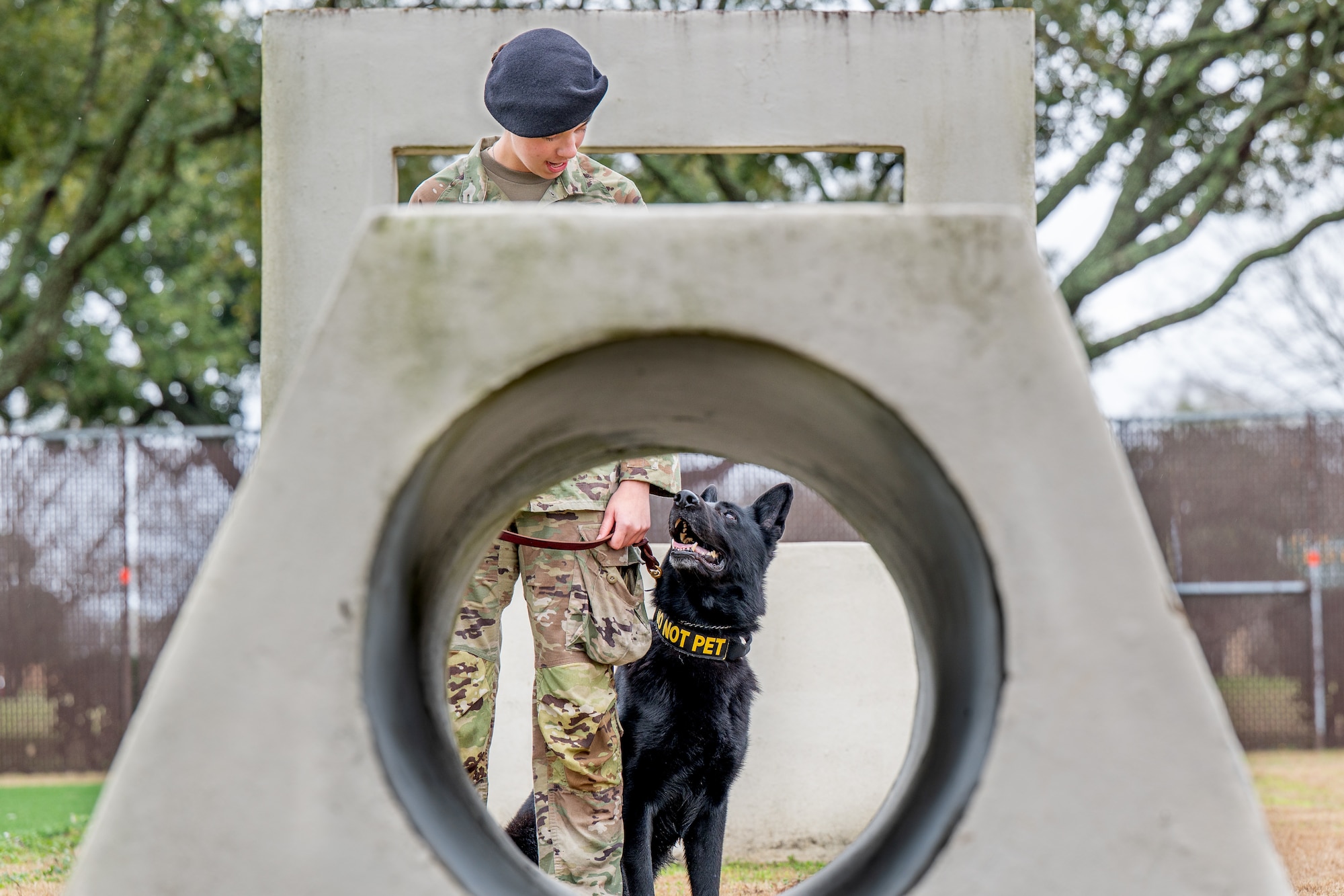 Maxwell Air Force Base military working dog handler with their military working dog.