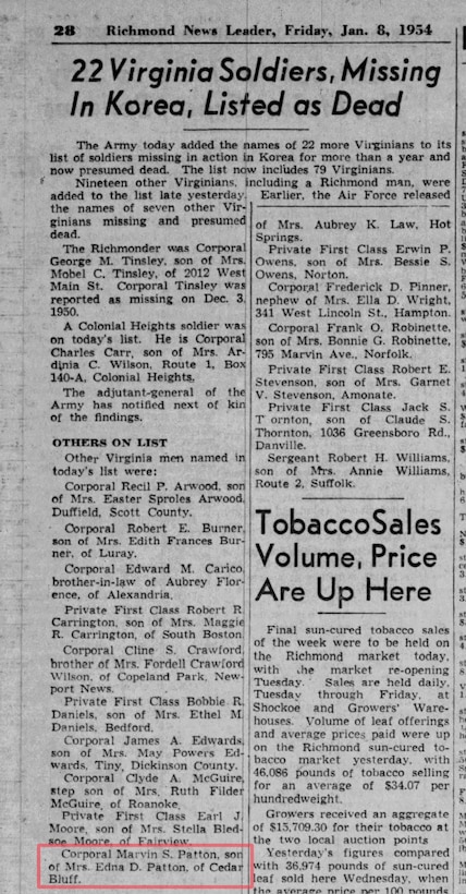 U.S. Army Cpl. Marvin S. Patton