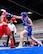 U.S. Air Force Airman 1st Class Randi Griffith, 91st Missile Security Operation Squadron (91 MSOS) tactical response force (TRF) member throws a punch during a USA Boxing match on Sept 18, 2025. As a member of 91 MSOS TRF Griffith applies the same split-second decision making, situational awareness and endurance required in the boxing ring to high-risk security operations.