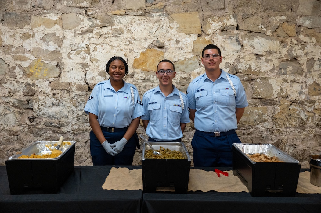 White Rope program students pose for a group photo during the Annual Awards ceremony at the Ft. Concho Stables, San Angelo, Texas, Feb. 27, 2026. Students volunteered to run various stations before, during and after the ceremony. (U.S. Air Force photo by Senior Airman James Salellas)