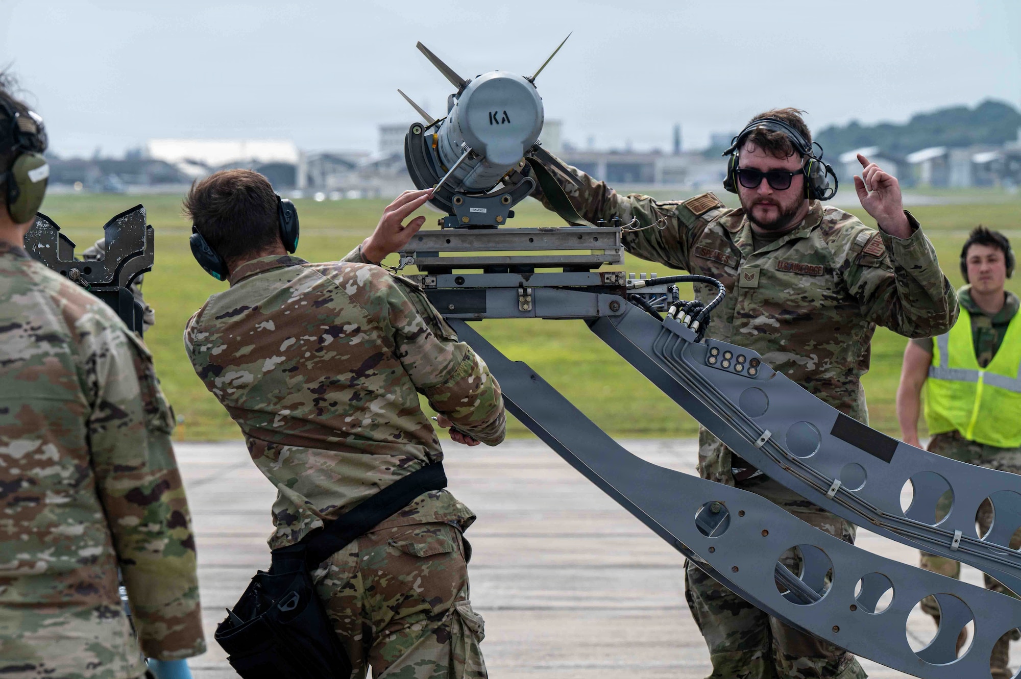 Airman prepares training missiles