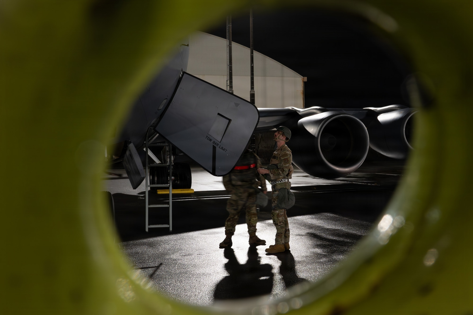 An Airman checks over an aircraft.
