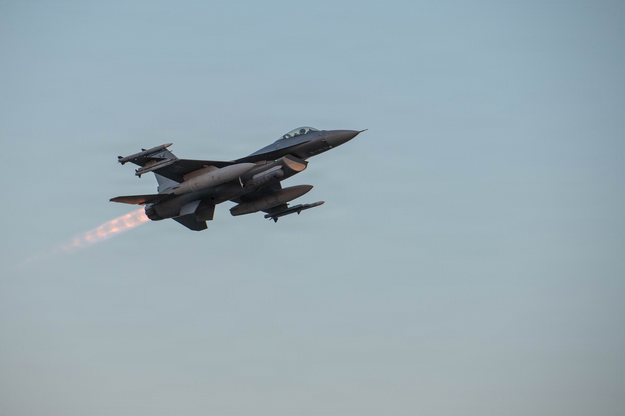 Aircraft takes off.