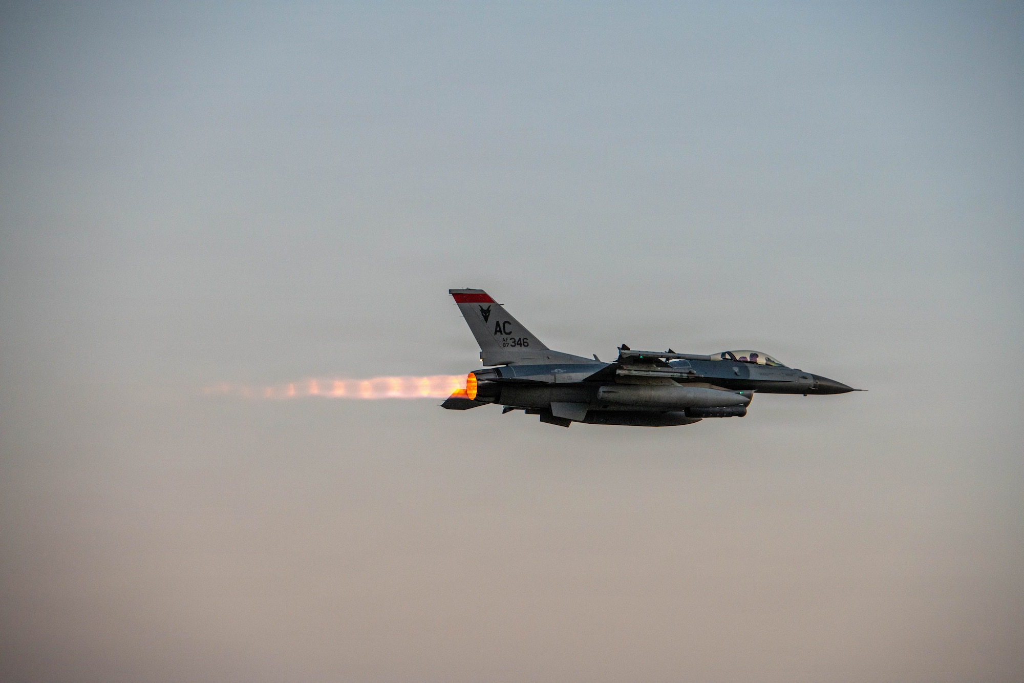 Aircraft takes off.