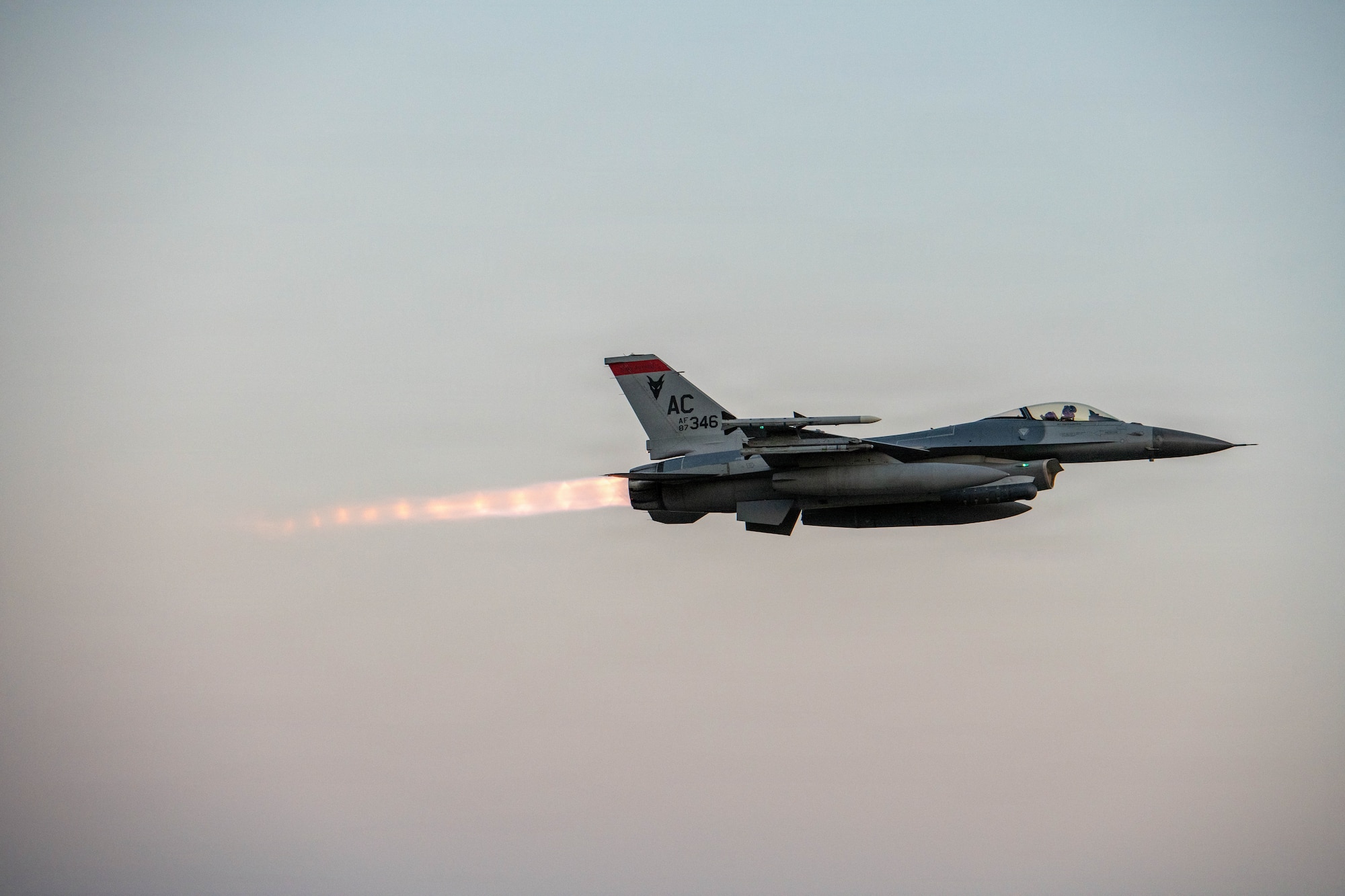 Aircraft takes off.
