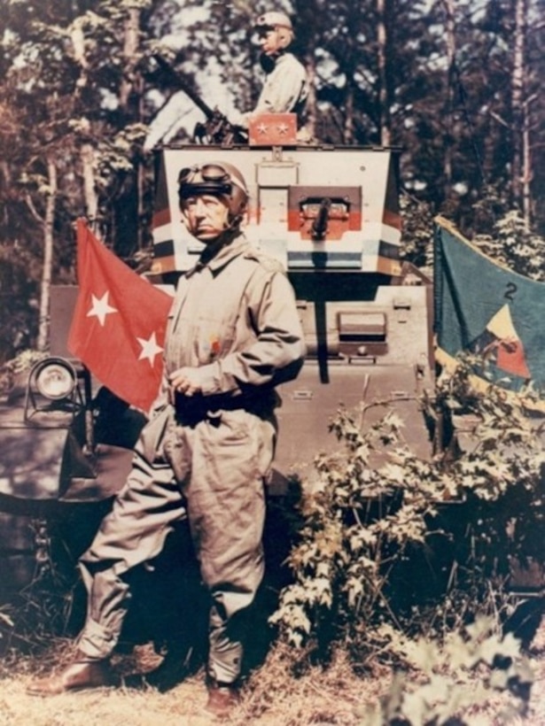 Army Maj. Gen. George Patton stands for a photo