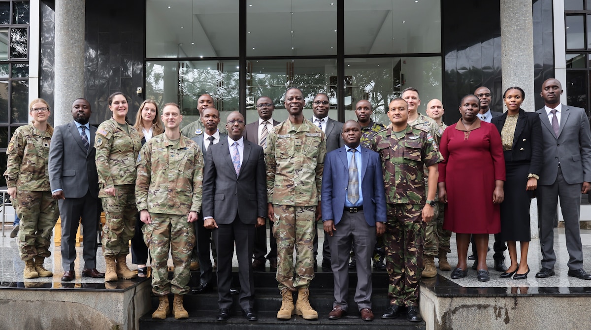 Members of the Kenyan delegation and U.S. military and government officials participate in high-level bilateral discussions
