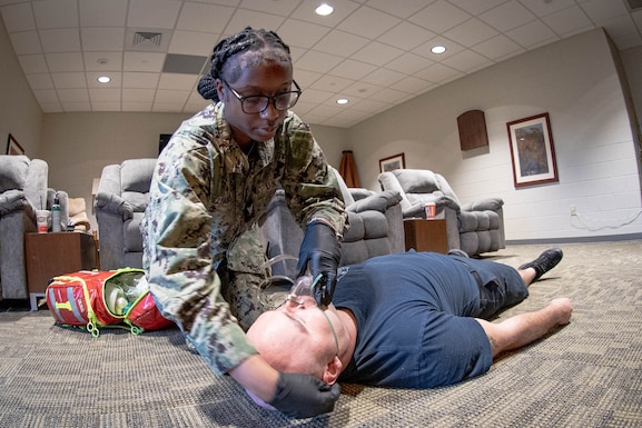 Corpsmen serving aboard Marine Corps Air Station Cherry Point partnered with the base’s Fire and Emergency Services Department to complete an Emergency Medical Technician-Basic course in March, 2026.