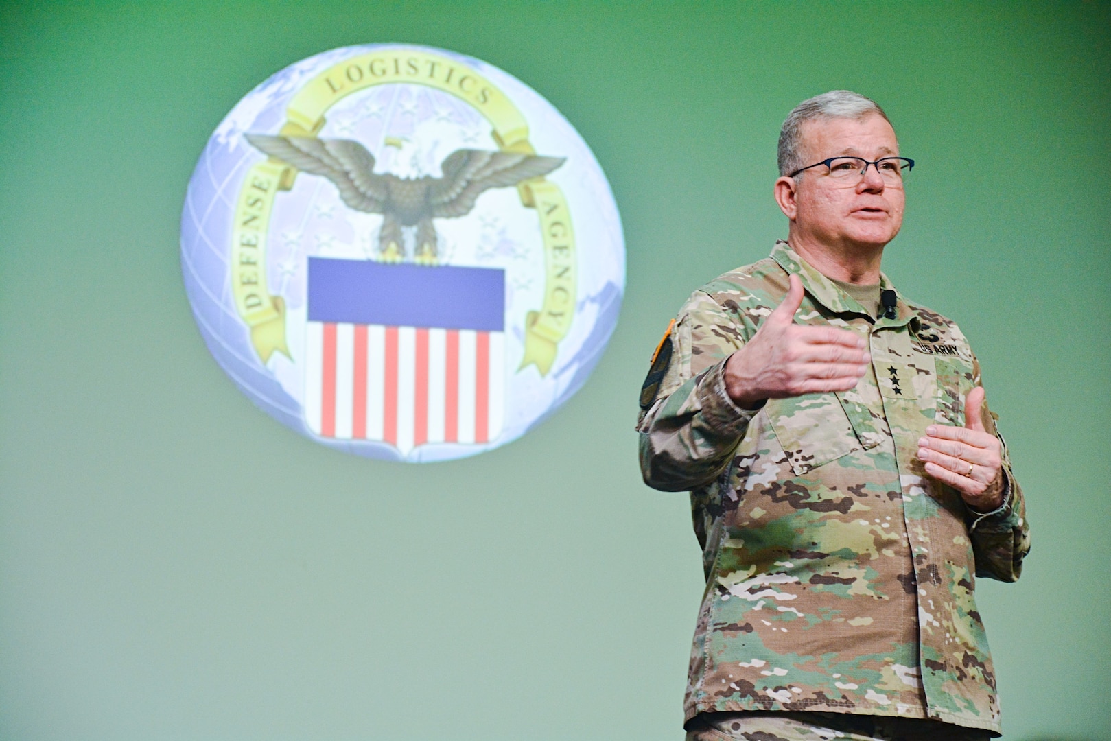 The Defense Logistics Agency director gives remarks.