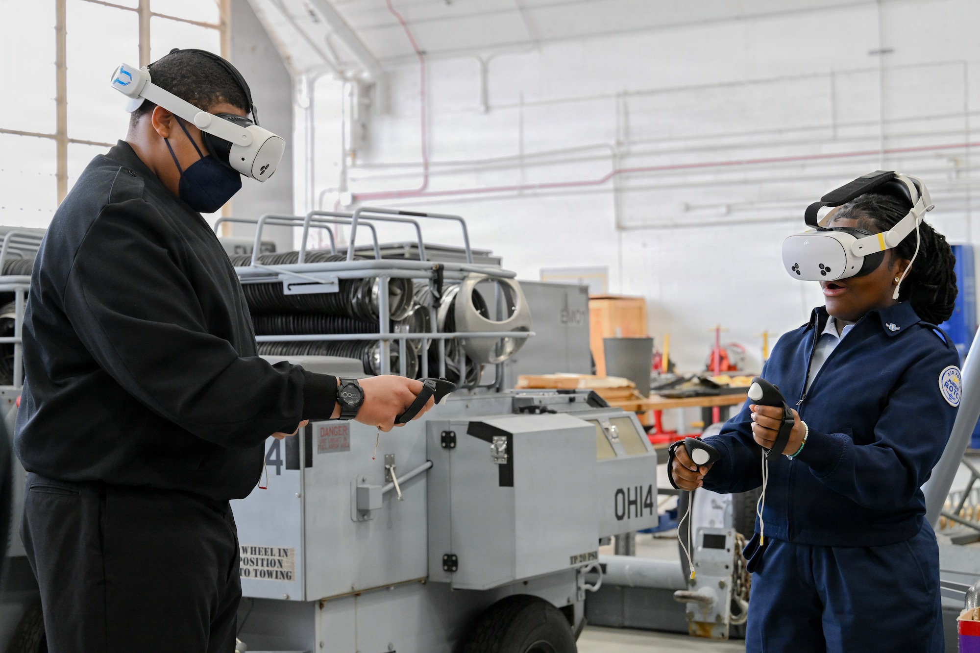 Students using virtual reality.