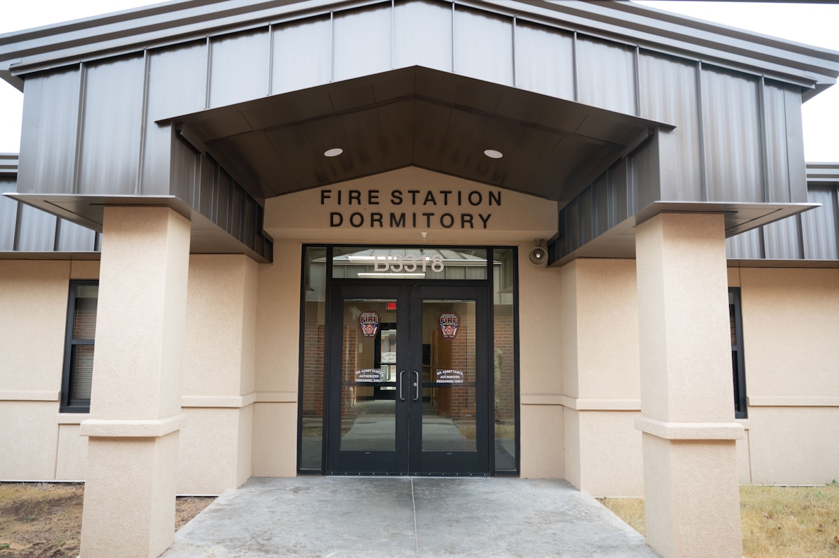 The entrance to the new and improved firefighter dorms.
