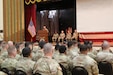 U.S. Soldiers with the 131st Transportation Company, 228th Motor Transportation Battalion, 213th Regional Support Group, Pennsylvania National Guard are honored at a deployment ceremony at the Zembo Shrine, Harrisburg, Pennsylvania, March 14, 2026. Approximately 150 Soldiers are preparing for a year-long deployment to Europe in support of Operation Atlantic Resolve where they will transport critical equipment and supplies throughout the U.S. Army Europe and Africa area of operation. (U.S. Army National Guard photo by Staff Sgt. Vail Forbeck)