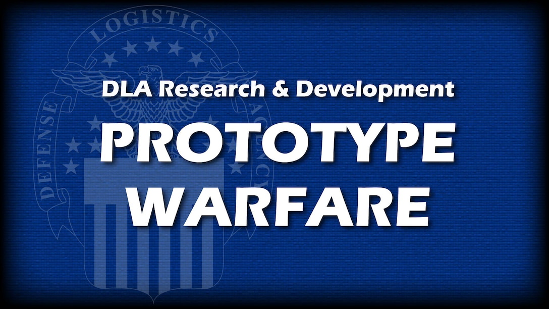 Words - DLA Research and Development Prototype Warfare with DLA emblem in background