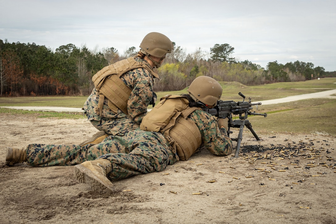 Marines with 2nd Maintenance Battalion Conduct Live-Fire Machine Gun Range
