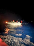 Coast Guard air and surface assets rescued two fishermen aboard a disabled overdue vessel in Mona Passage waters off Desecheo, Puerto Rico, March 15, 2026.  The Coast Guard Cutter Joseph Napier towed the vessel to safe harbor in Mayaguez, Puerto Rico.  No medical concerns reported in this case (U.S. Coast Guard photo)